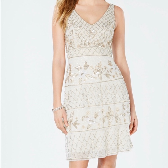 Adrianna Papell Beaded A Line Dress - Picture 2 of 8